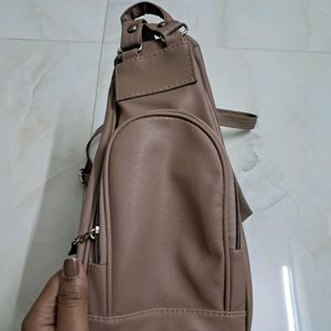 Two Way Beige Purse And Bagpack