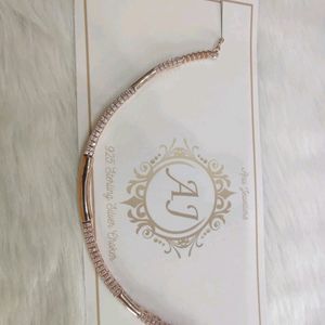 92.5 Sterling Silver Rose Gold Choker WTh Hallmark