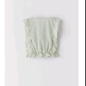 Girl Swiss Embroidered Top (Green)