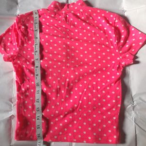 Neon Pink Polka Dot Crop Top Women's Barbie Tee 👚