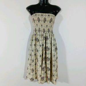 Beige Printed Casual Tube Dress (Women's)