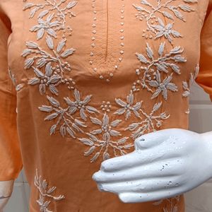 Lakhnavi Hand Embroidery Short Kurti