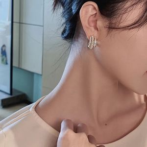 Korean C -Shaped Gold Plated Cuff Pearl Stud