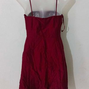 SEXY MAROON SILK DRESS