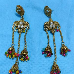 Golden Oxidised Earings