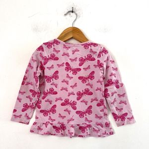 Pink Butterfly Printed Top (Girls Clothing)