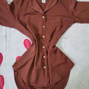 Korean Coffee Color Shirt And Top