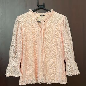 Peach Colour Net Top With Lining