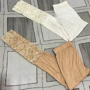 White & Cream Pants With Bottom Design