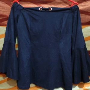 Beautiful Navy Blue Color Off Shoulder Top