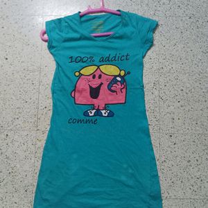 Blue Cartoon Cotton Dress