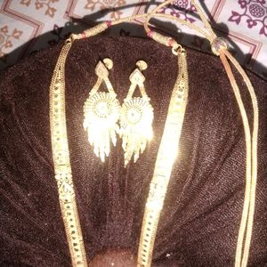 One Gram Gold Rani Harm & Earrings / Premium Qlty