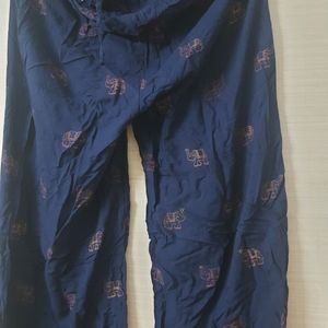 Blue Cotton palazzo with prints and elephant print