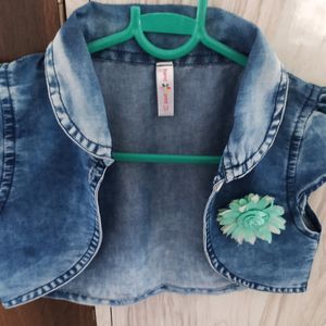 Hand 🌸 Print Jean Kid Girls Jackets