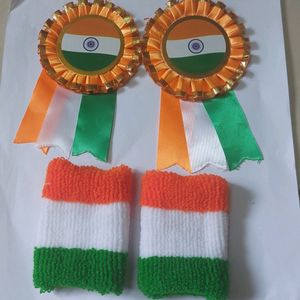 2 Flag Badges And Wrist Band