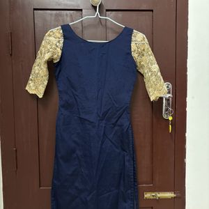 Navy Blue Kurta With Golden Work