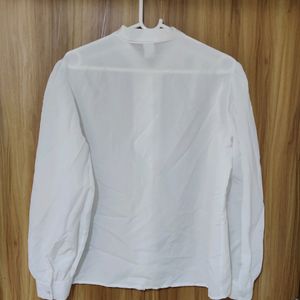 Korean Milky White Crushed Look Shirt