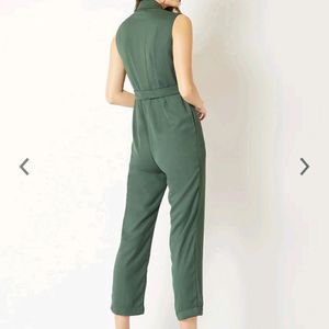 Green Solid Basic Jumpsuit