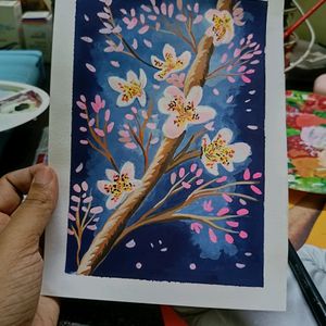 Aesthetic Floral Painting On A5 Sheet