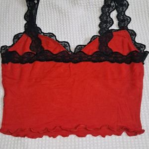 Y2k Lace Red Crop Top