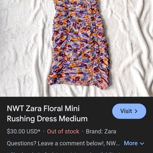 Zara Floral Ruched Bodycon Dress