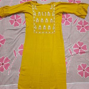 Yellow Kurta With Red Pant