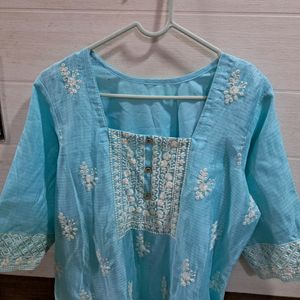 Stitched Organza Kurta, Pants With Dupatta