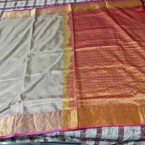 Chickoo And Pink Colour Silk Saree