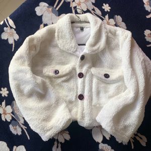 Korean Aesthetic Crop Teddy Wool Jacket