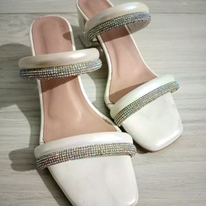 White Stone Heels For Women