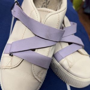 White Lavender Strap Trendy Shoes