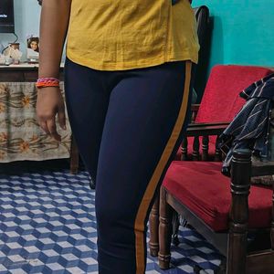 Women's Yellow Tee and Navy Blue Pant