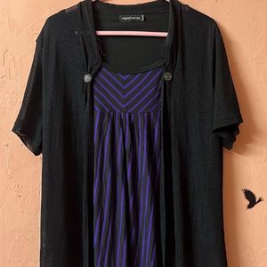 PURPLE AND BLACK TOP WITH SHRUG FOR WOMEN