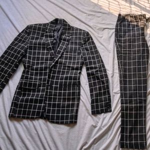 Black And White Checked Suit For Boys