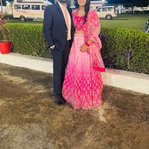 Pink Shaded Mirror Work Engagement Lehenga