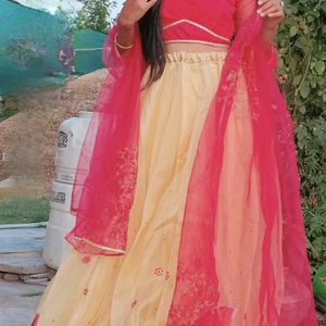 Rose Pink Organza Wedding Lehenga