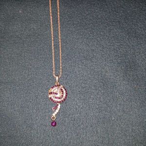 Pendant Necklace With White And Purple Stones