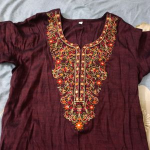 Maroon Straight Kurti Medium To Large