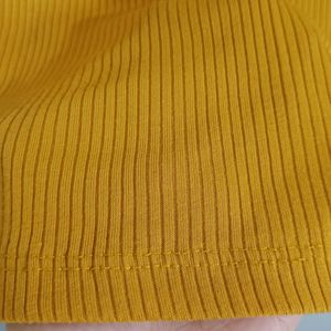 Mustard Color Fitted Rib Top