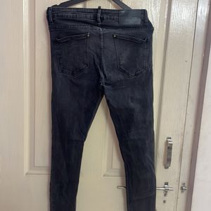 Zara Man - Black Stonewash Faded Jeans, Size 32, Condition: Good