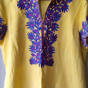 Embroidered Raw Silk Kurta