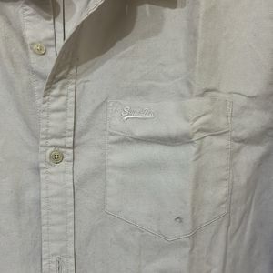 SUPERDRY STUDIOS LINEN MEN'S WHITE SHIRT