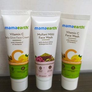 mama earth Face Wash & Daily Glow Cream Pack Of 3