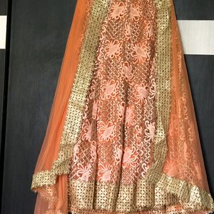 Peach Colour Trending Wedding Party Lehnga With Be