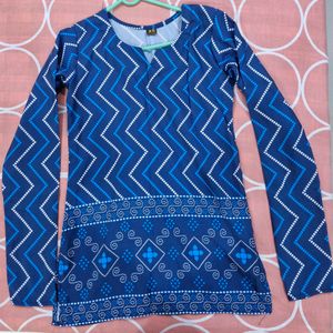 Blue Cotton Short Kurti