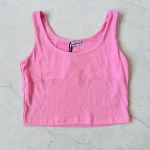 Pink Cropped Vest Top