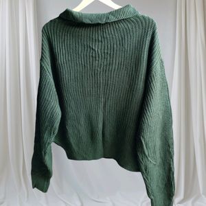 Darkgreen Zip Sweater