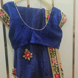 A Festive Navy Blue Beige Saree