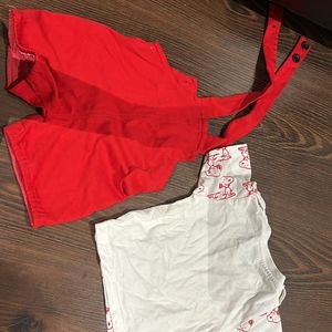 Red Dungaree Set