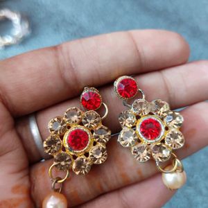 Red And Golden Festive Earrings